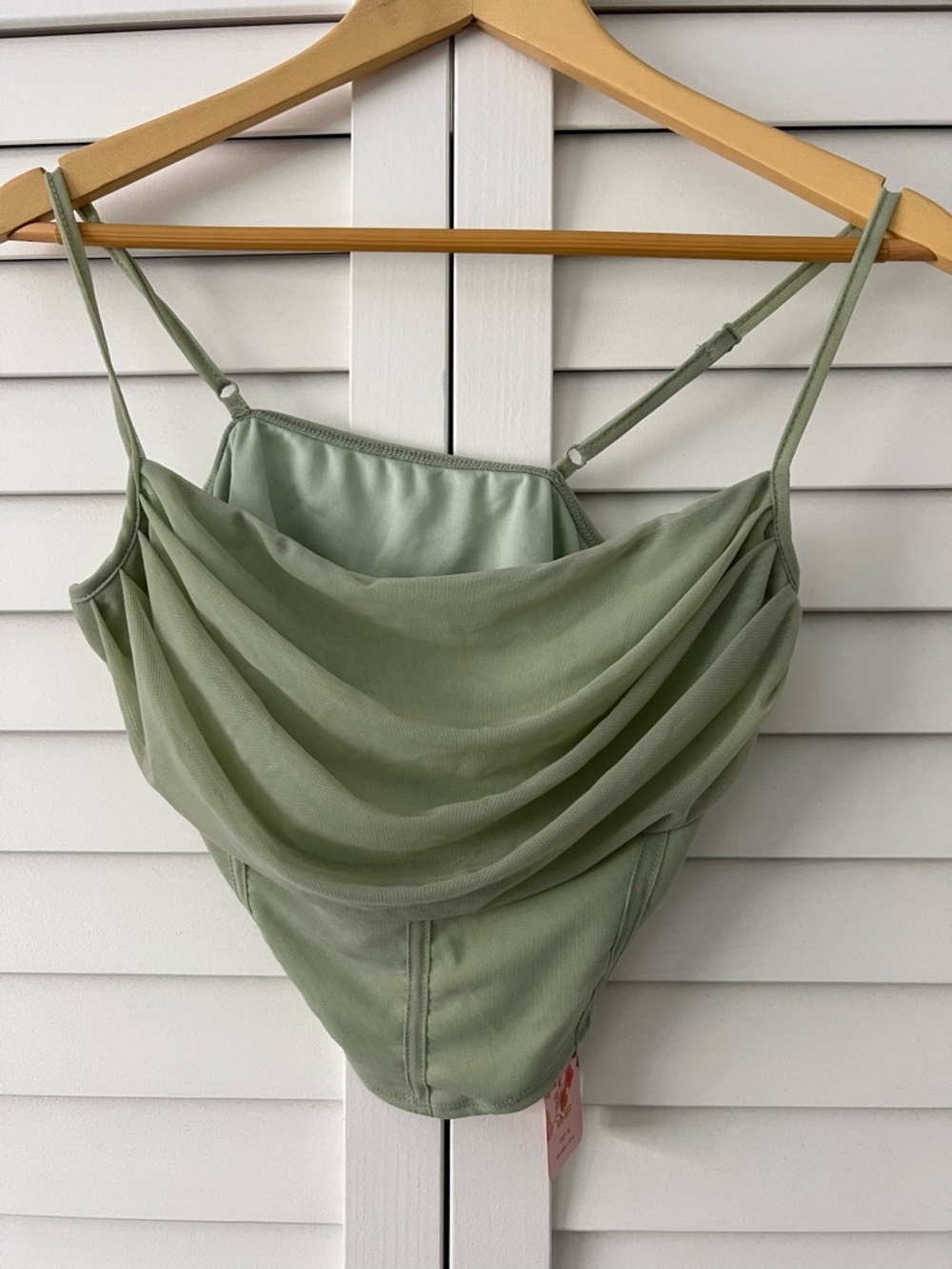 SHEIN Sage Green Draped Crop Top